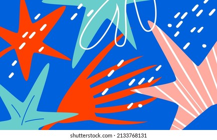 Abstract minimalistic floral background. Trendy graphic design for poster, card and wall decor. Vector illustration.