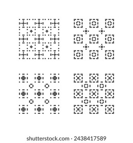Abstract minimalistic geometric shape from black circles. Dotted background. Monochrome perforated pattern with dot and circles.