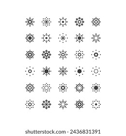 Forma geométrica minimalista abstracta de círculos. Fondo punteado. Elemento perforado monocromo con puntos y círculos.