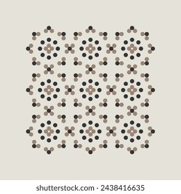 Abstrakte minimalistische geometrische Form aus Kreisen. Punktmuster. Einfaches perforiertes Element mit Punkt und Kreis.