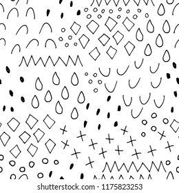 Abstract minimalistic hand drawn vector seamless pattern