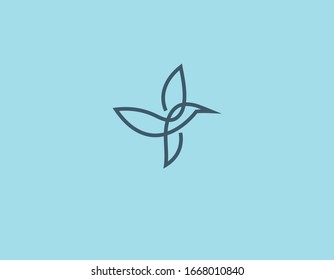 Abstract minimalistic linear logo of a hummingbird bird in flight for your company