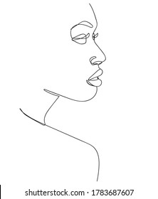 Abstract minimalistic linear sketch. Woman face. - Vector illustration