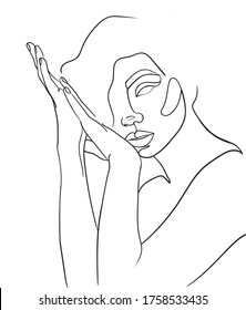Resumen de esbozo lineal minimalista. La cara de la mujer. - Ilustración del vector