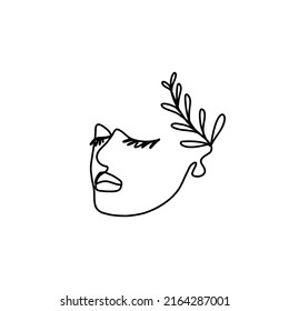Abstract minimalistic linear sketch. Woman's face, vector