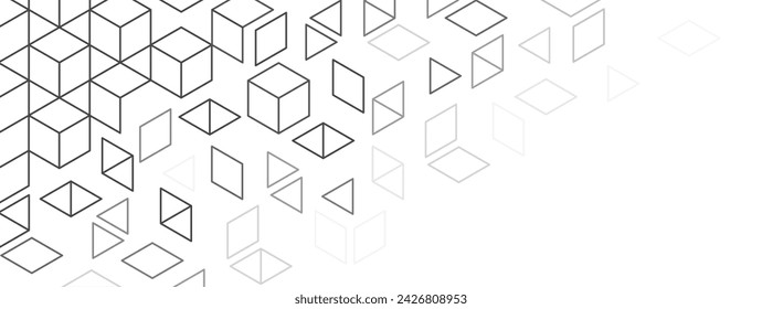 Abstract minimalistic lines pattern with geometric shapes. Dynamic composition of simple figures.