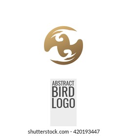 Abstract minimalistic logo of bird. Spherical logo. Universal premium elegant creative symbol.