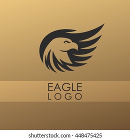 Abstract minimalistic logo of eagle. Universal premium elegant creative symbol.