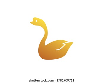 Abstract minimalistic logo icon of a golden swan.