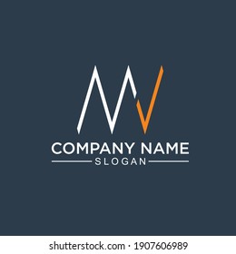 abstract minimalistic logo, initials mv for company etc.