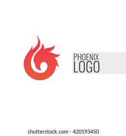 Abstract minimalistic logo of phoenix. 