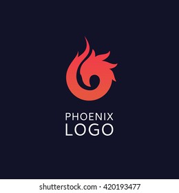 Abstract minimalistic logo of phoenix. 