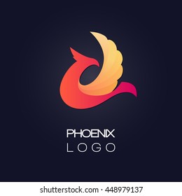 Abstract minimalistic logo of phoenix.