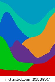 Abstract minimalistic mountain landscape of bright rainbow colors.
Wall art. vector illustration