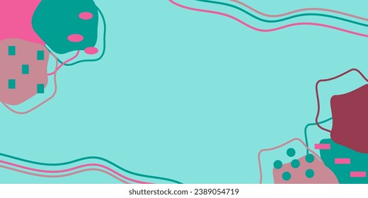 Abstract minimalistic multicolored pink-blue-red background with chaotic figures. Bright colorful vector illustration for cards, business, banners, wallpaper	