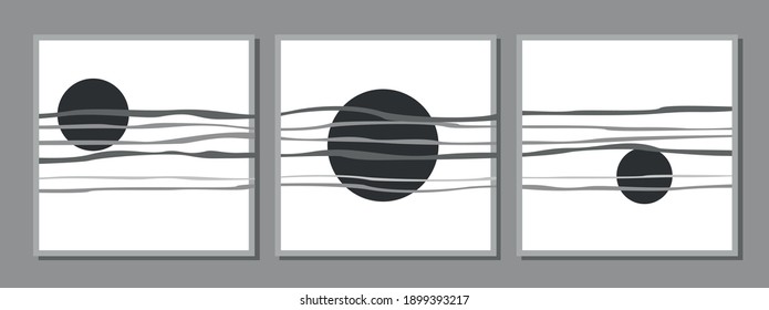 
abstract minimalistic panel with geometric shapes in black and gray shade