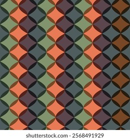 Abstract minimalistic pattern design in vintage hippie style. Vector seamless colorful pattern. Ready to use