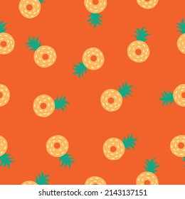 abstrakte minimalistische Ananas auf orangefarbenem Hintergrund. nahtloses Muster
