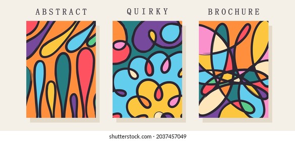 Abstract minimalistic poster. Contemporary simple childish art. Colorful randome freehand shapes. Vector template