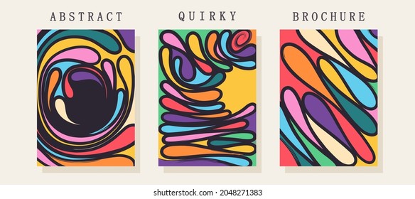Abstract minimalistic poster. Contemporary simple childish art. Colorful randome freehand shapes. Vector template