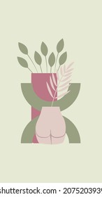 abstract minimalistic poster with vases in the shape of a female figure