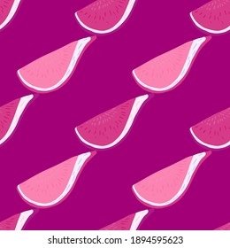 Resumen minimalista de patrón alimenticio sin soldadura con simple adorno de higo. Pintura de paleta rosa. Diseñado para el diseño de tejidos, impresión textil, envoltura, cubierta. Ilustración vectorial.