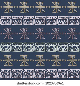 abstract minimalistic seamless pattern in tribal style