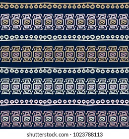 abstract minimalistic seamless pattern in tribal style