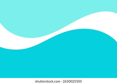Abstrato minimalista simples moderno fundo do mar com espaço para texto. Forma de onda oceânica em branco, design de vetor plano. Separador ondulado com curvatura para página da Web, banner, título ou postagem de mídia social