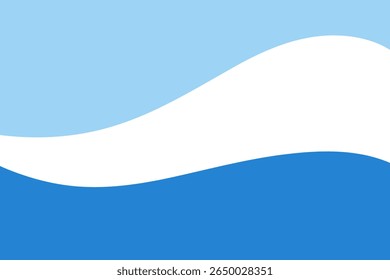 Abstrato minimalista simples moderno fundo do mar com espaço para texto. Forma de onda oceânica em branco, design de vetor plano. Separador ondulado com curvatura para página da Web, banner, título ou postagem de mídia social