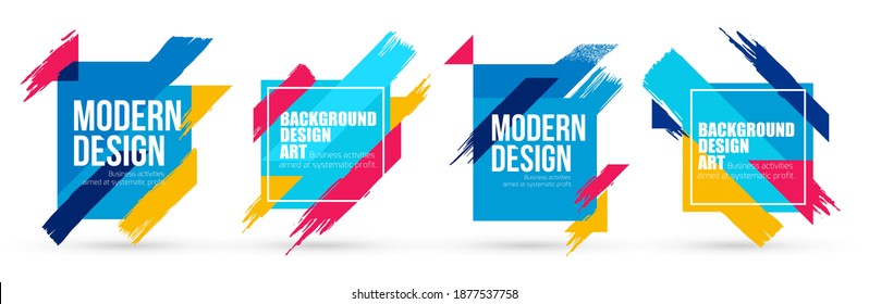 Abstract minimalistic stylish geometry with brush strokes hipster colored frame design. Vector line gradient halftone. frame for text Modern Art graphics. vector illustration
