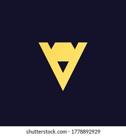 Abstract minimalistic triangle golden geometric simple traingle business logo icon design, Letter V