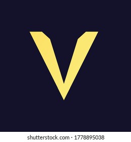 Abstract minimalistic triangle golden geometric simple traingle business logo icon design, Letter V