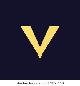 Abstract minimalistic triangle golden geometric simple traingle business logo icon design, Letter V