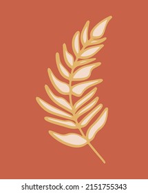 Abstract minimalistic tropical leaf in boho style and lines. Template, poster, banner, background. Vector illustration in a simple style