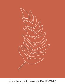 Abstract minimalistic tropical leaf in boho style and lines. Template, poster, banner, background