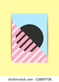 Abstract minimalistic vector flyer, card, banner, poster with geometrical shapes.