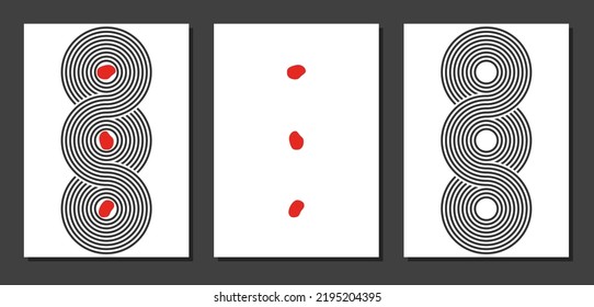 Abstract Minimalistic Vector Geometric Vector Print Set. Japanese Zen Garden Wall Art. Boho Style Life Balance Poster.