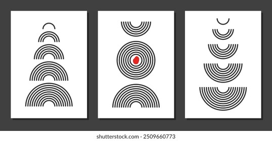 vetor geométrico vetor abstrato conjunto de impressão, arte de parede de jardim zen japonês, boho estilo vida equilíbrio poster