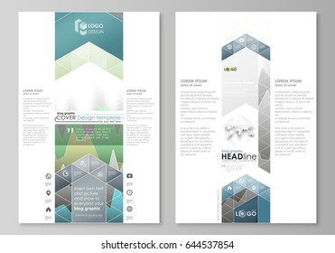The abstract minimalistic vector illustration of the editable layout of two modern blog graphic pages mockup design templates. Rows of colored diagram with peaks of different height.