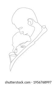 Abstrakte minimalistische Vektorgrafik. Ein Paar Liebhaber. Wall-Poster. Line Art
