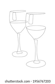 Abstract minimalistic vector illustration. Two glasses of wine. Wall poster