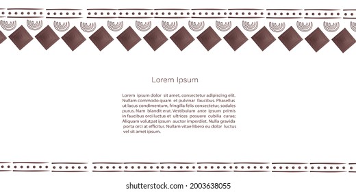 Resumen de plantilla de vectores minimalista con ornamento africano u oriental abstracto, espacio de copia para el diseño de texto e imágenes para invitación, tarjetas, pancartas y afiches, página de inicio 