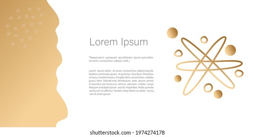 Abstract minimalistic Vector Template. line art drawing with abstract shape in trendy gold color. Template with copy space for text and images design for  invitation, cards, banner and poster, Landing