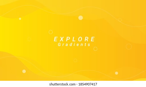 Abstract Minimalistic Wavy Shapes Yellow Background with Colorful Gradient