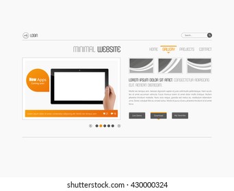 Abstract minimalistic website template or interface. Vector graphics.