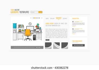 Abstract minimalistic website template or interface. Vector graphics.