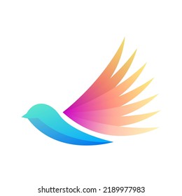 Abstract Minimatistic Gradient Bird Wings Fly Logotype Symbol Sign Symbol Vector Design Style Icon Template Concept