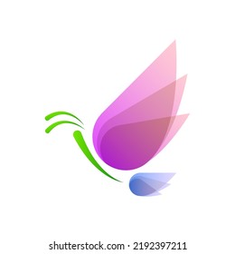 Abstract Minimatistic Gradient Butterfly Wings Fly Insect Logotype Symbol Sign Symbol Vector Design Style Icon Template Concept