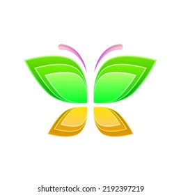 Abstract Minimatistic Gradient Butterfly Wings Fly Insect Logotype Symbol Sign Symbol Vector Design Style Icon Template Concept